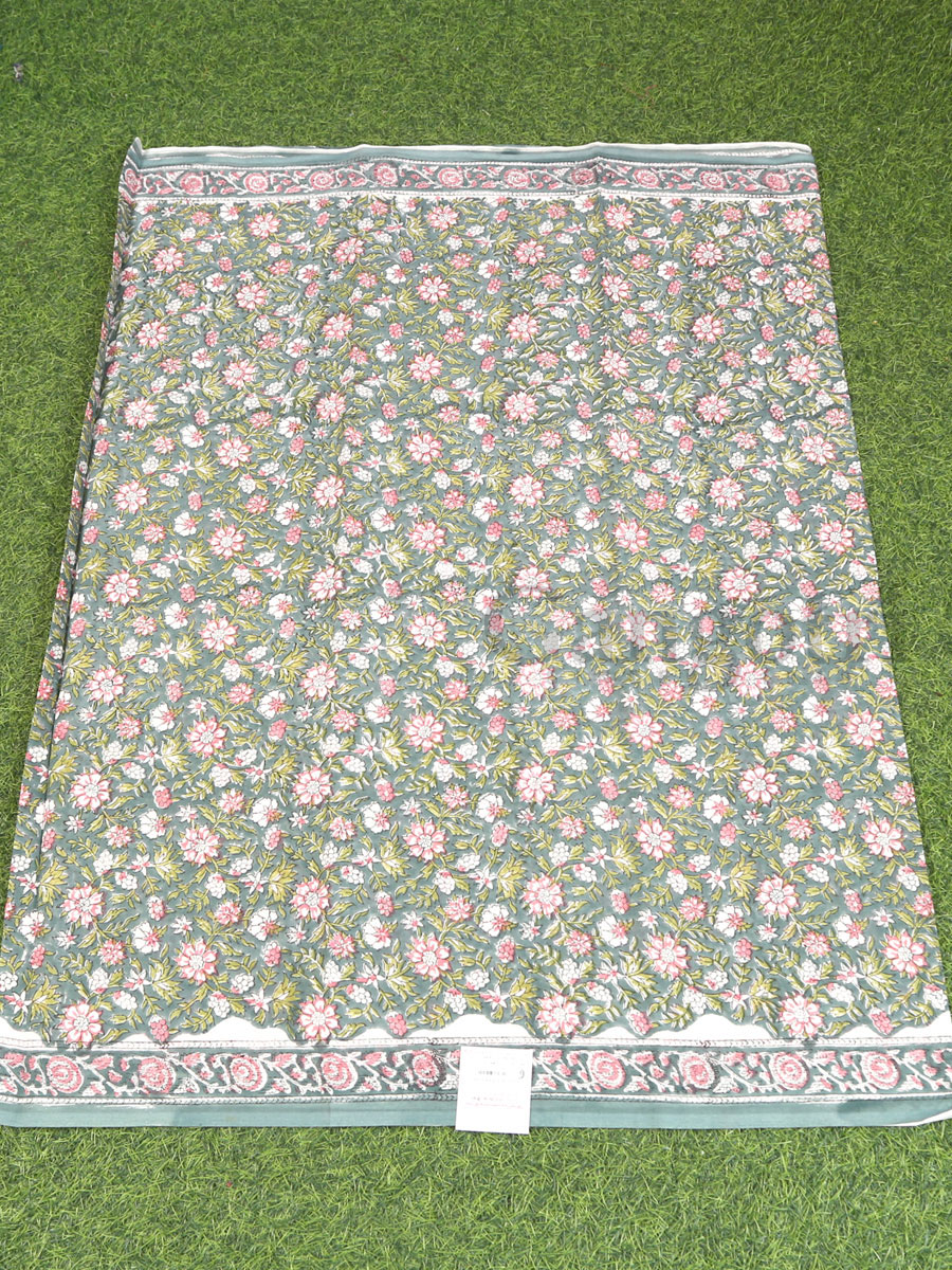Handblock Cotton Printed Saree - Image 3
