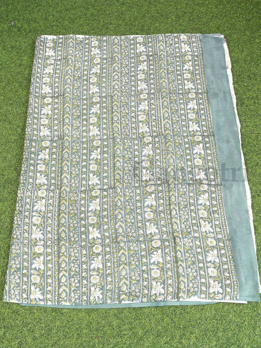 Handblock Cotton Printed Saree - Image 4