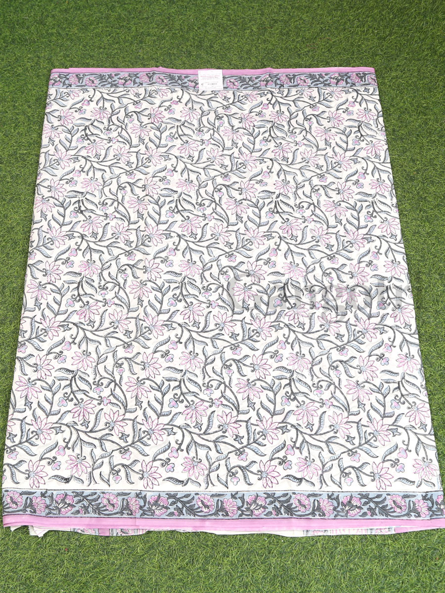 Handblock Cotton Printed Saree - Image 3