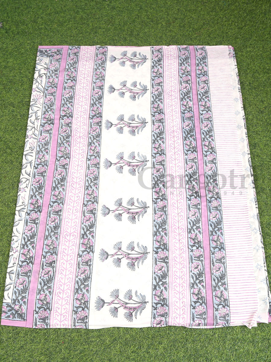 Handblock Cotton Printed Saree - Image 4