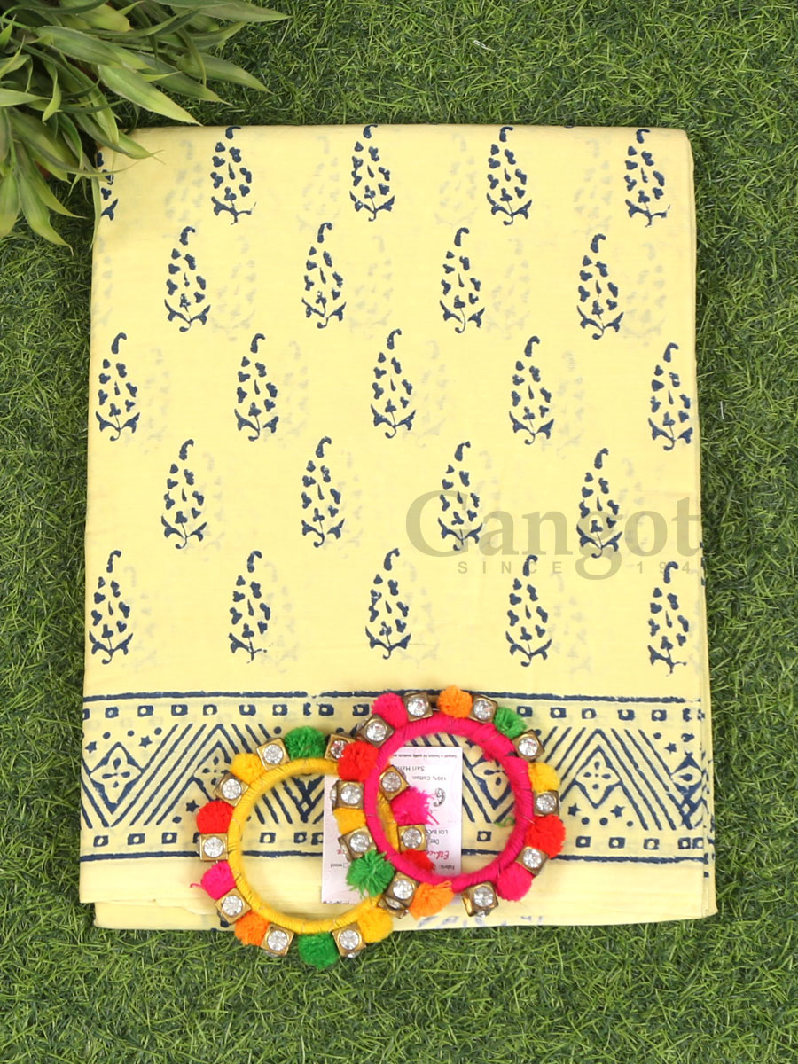 Handblock Cotton Printed Saree - Image 2