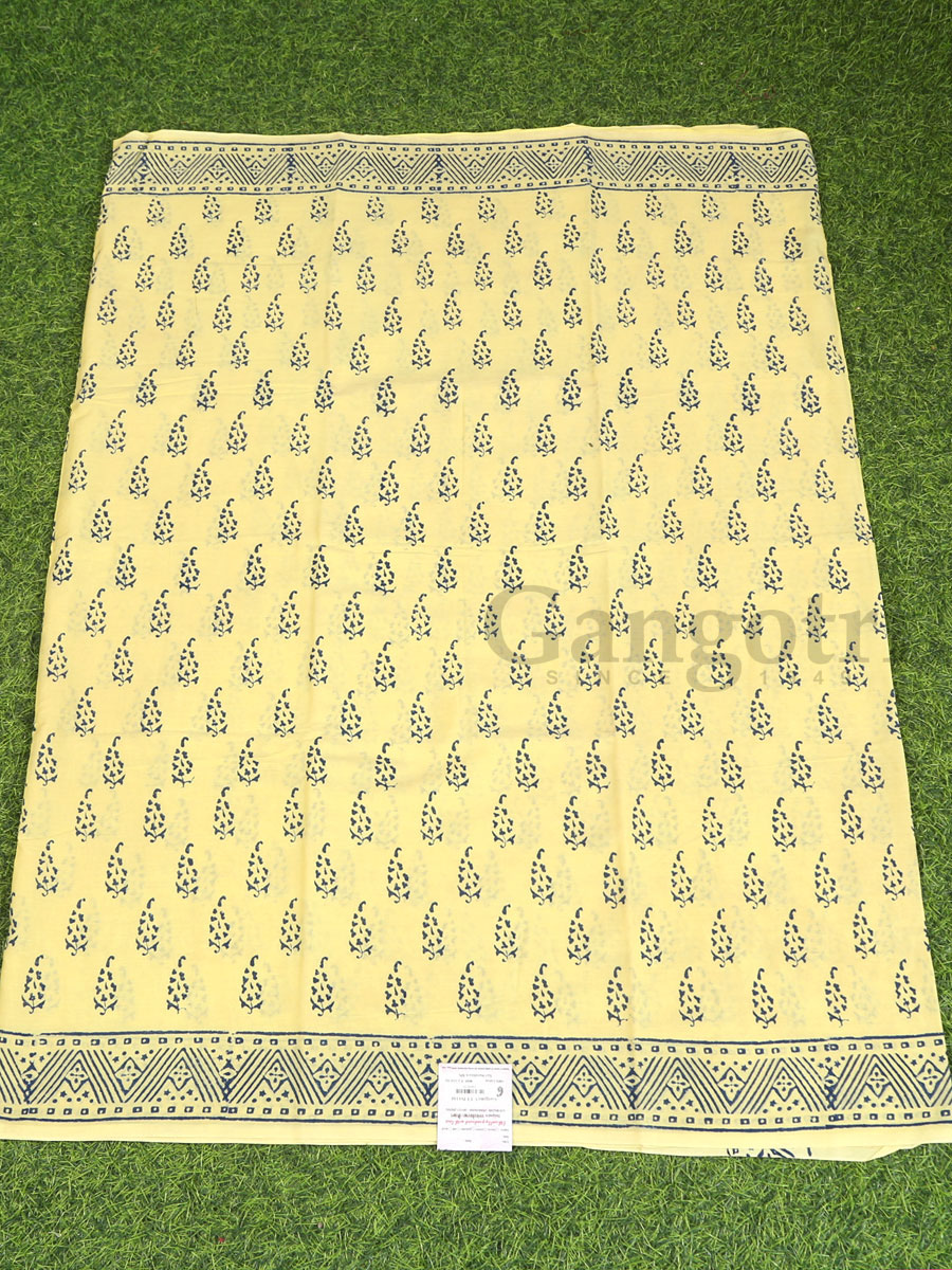 Handblock Cotton Printed Saree - Image 3