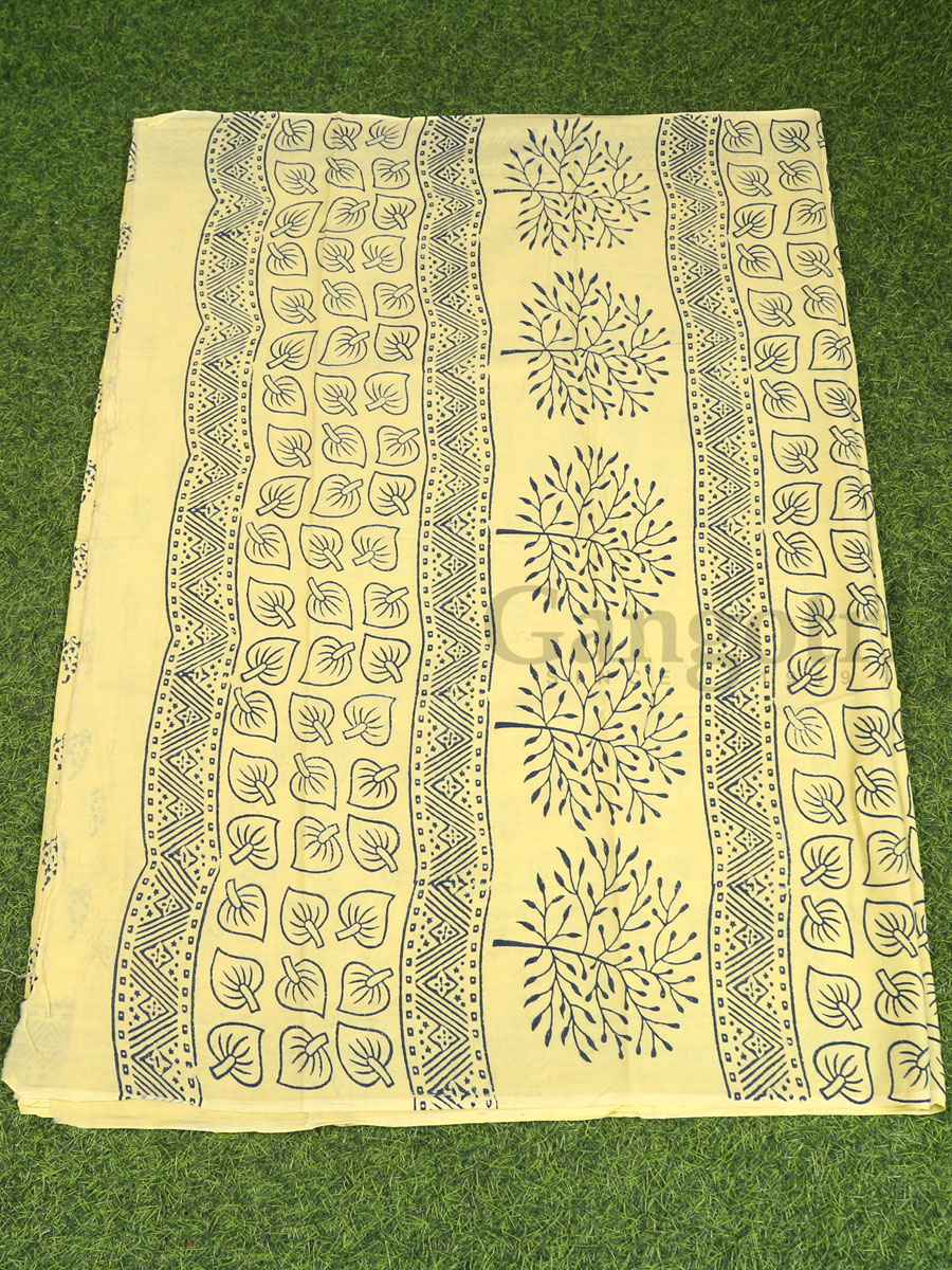 Handblock Cotton Printed Saree - Image 4