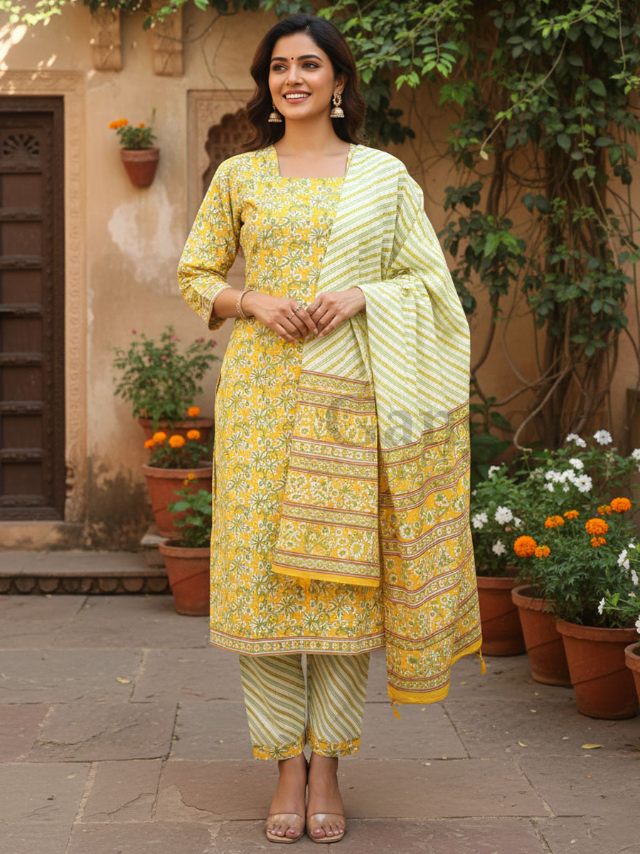 Cotton Printed Suit M