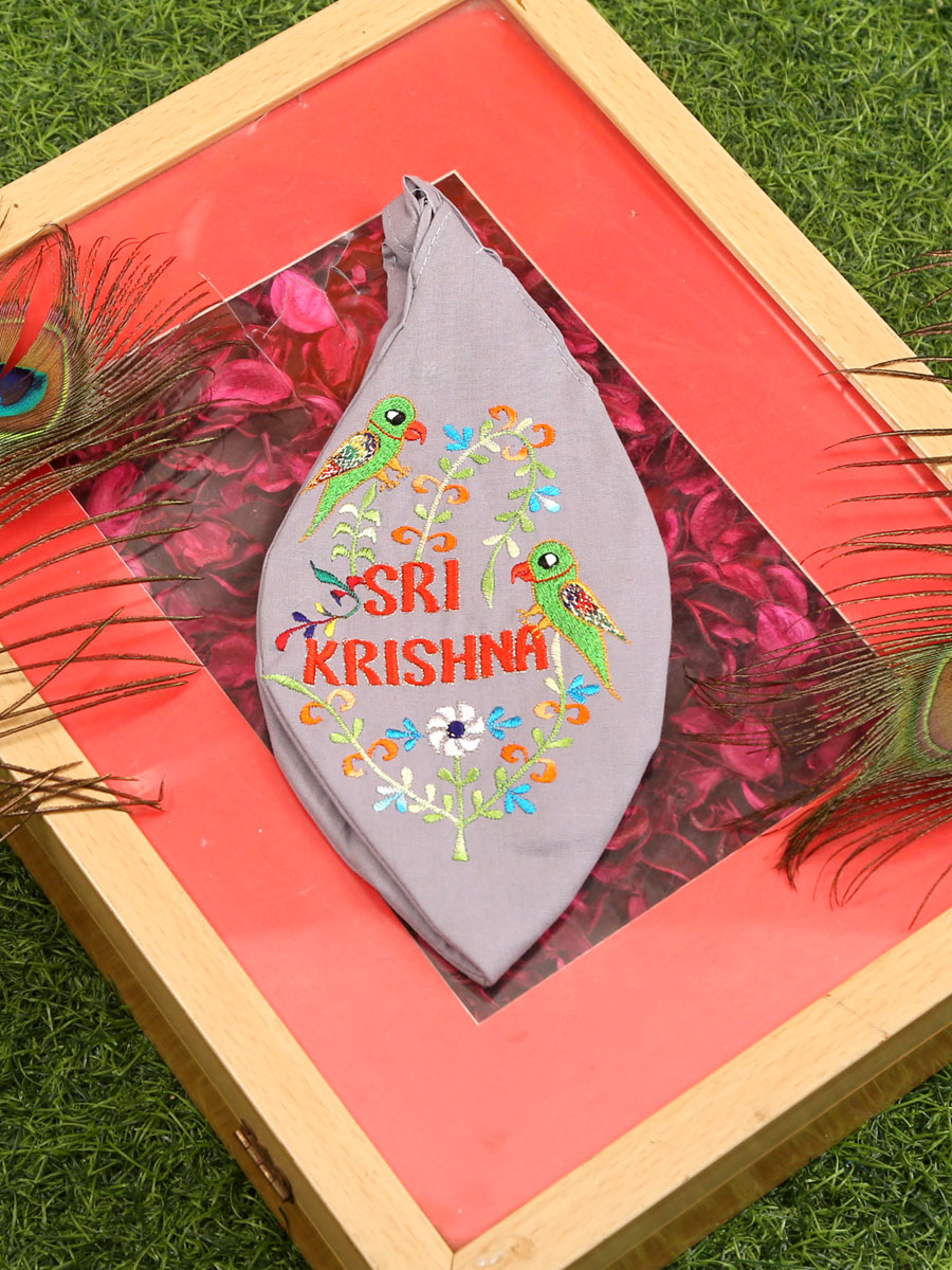 Sri Krishna Embroidered Bead Bag