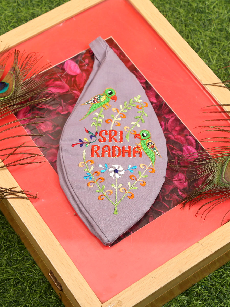 Shri Radha Embroidered Bead Bag