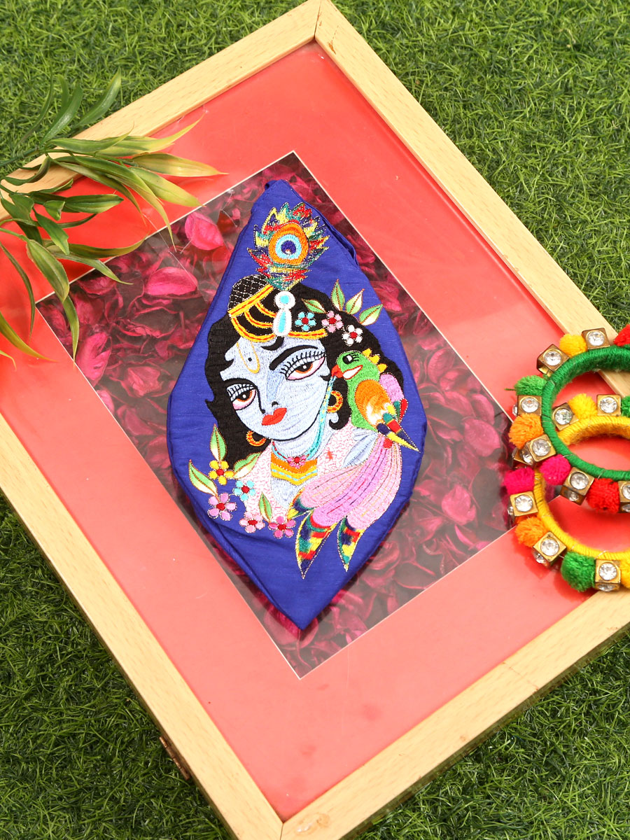 Sri Krishna Embroidered Bead Bag