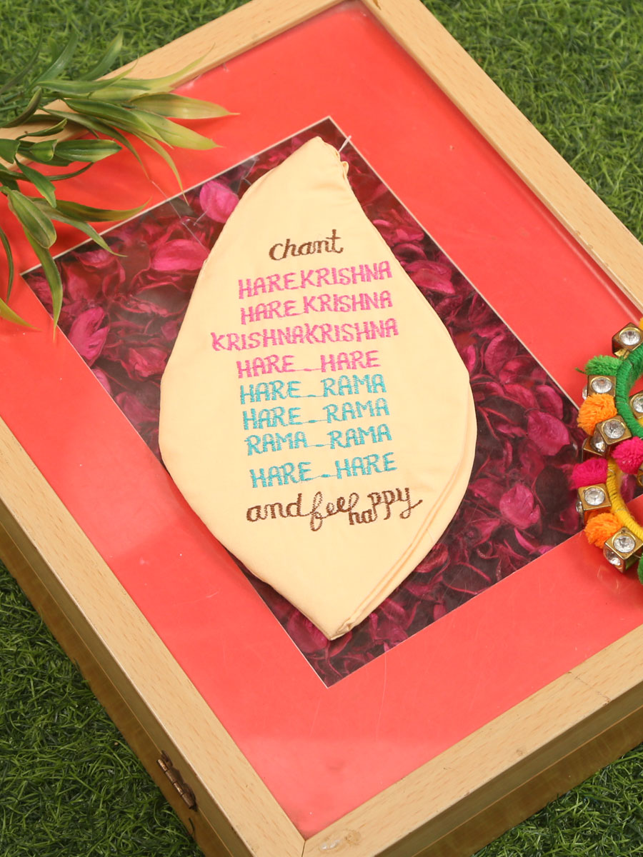 Sri Radha Krishna Embroidered Bead Bag - Image 2