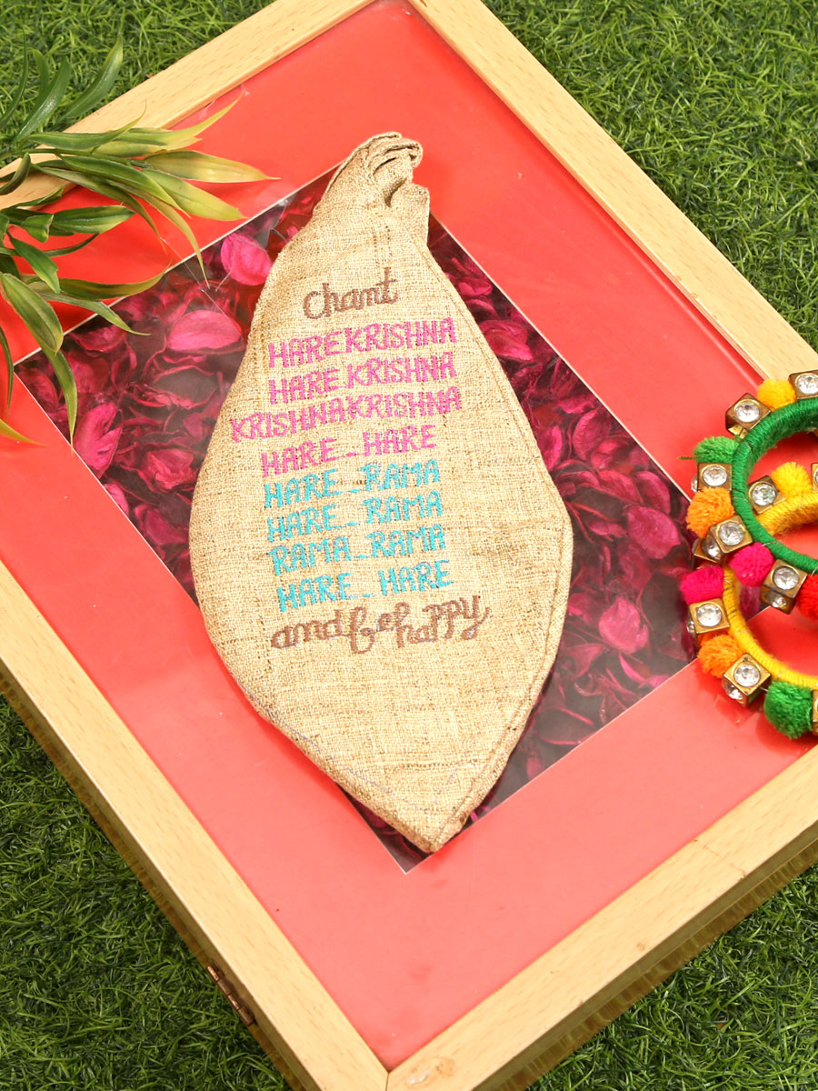 Sri Radha Krishna Embroidered Bead Bag - Image 2