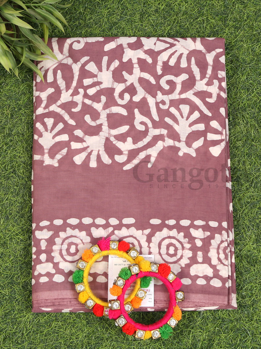 Handblock Cotton Printed Saree - Image 2