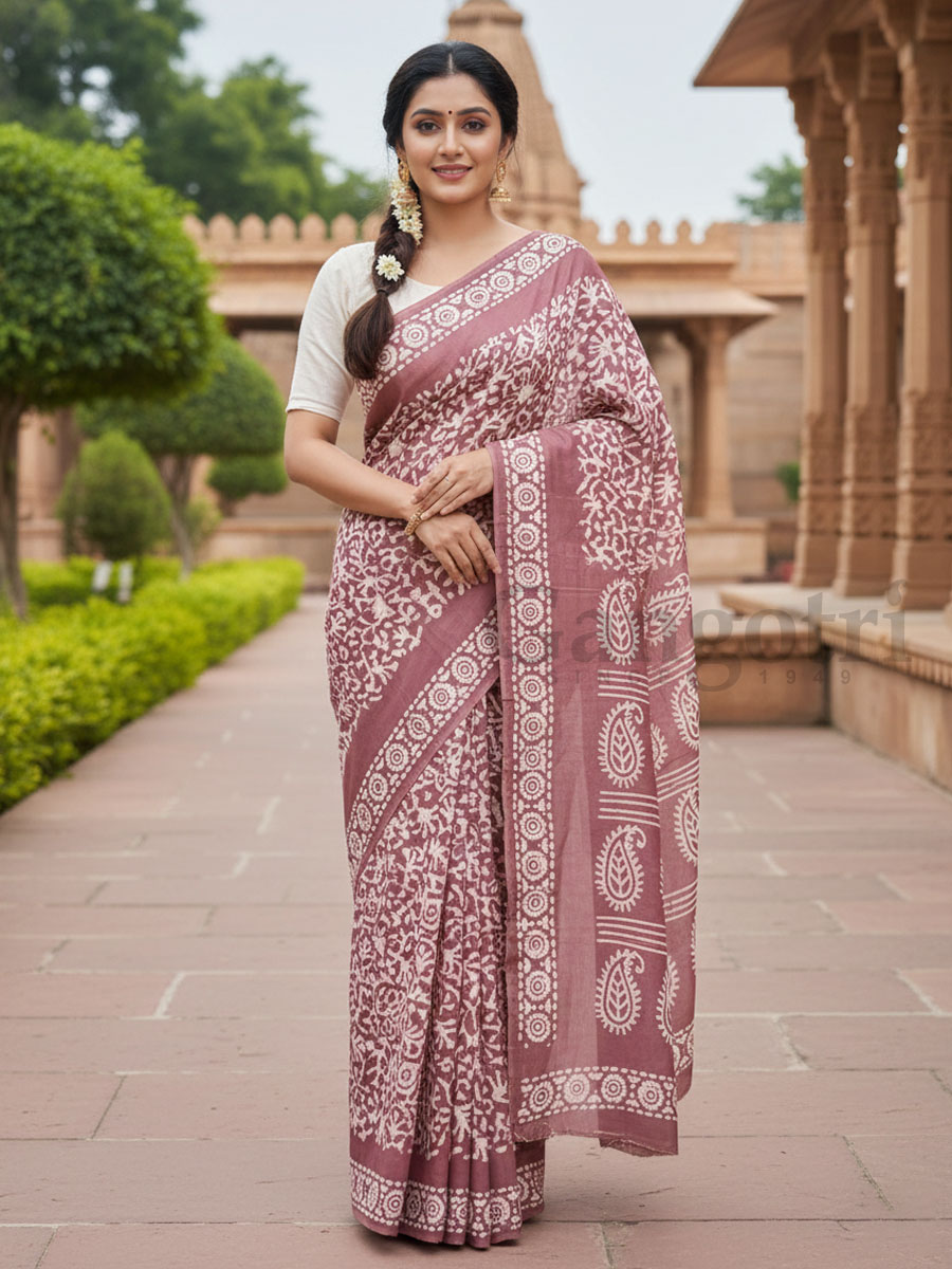 Handblock Cotton Printed Saree
