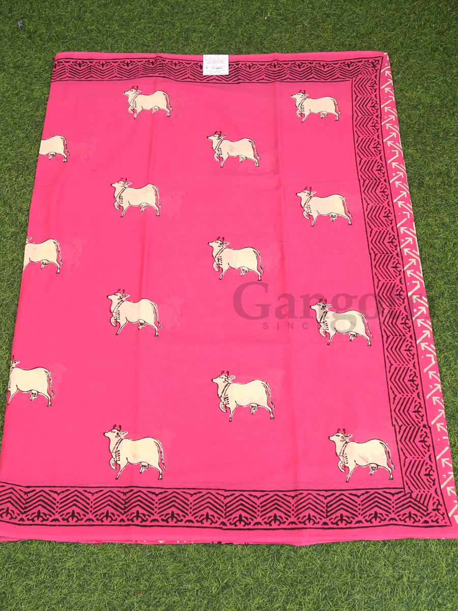 Handblock Cotton Printed Saree - Image 3