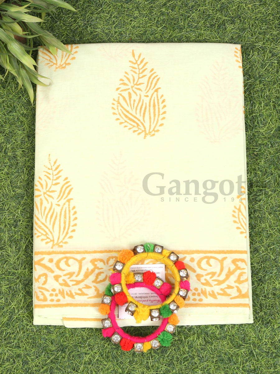 Handblock Cotton Printed Saree - Image 2