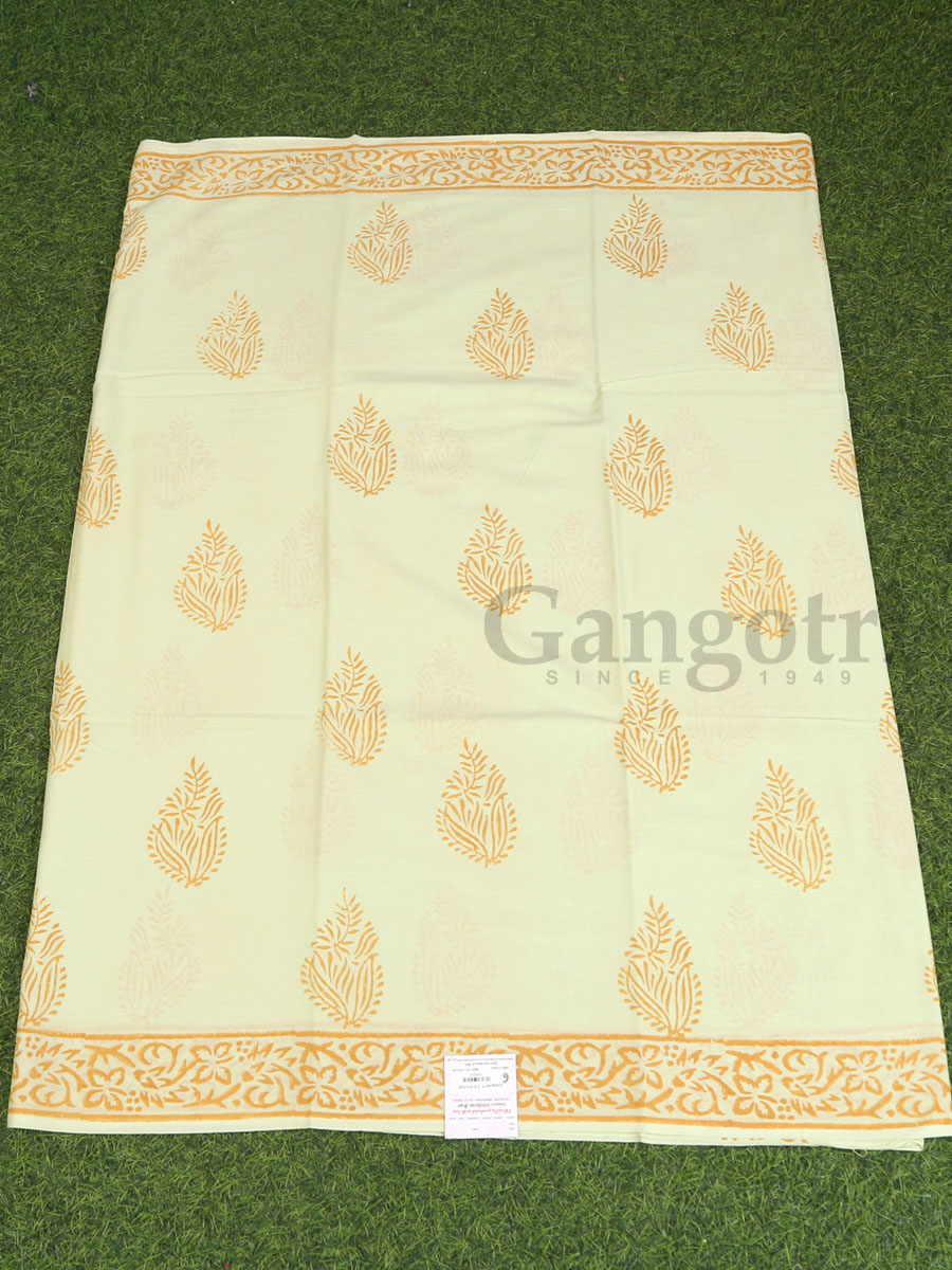 Handblock Cotton Printed Saree - Image 3