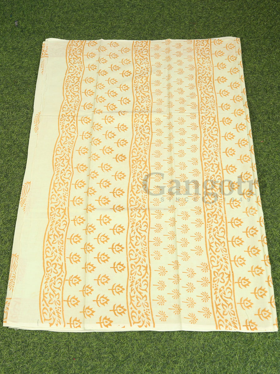 Handblock Cotton Printed Saree - Image 4
