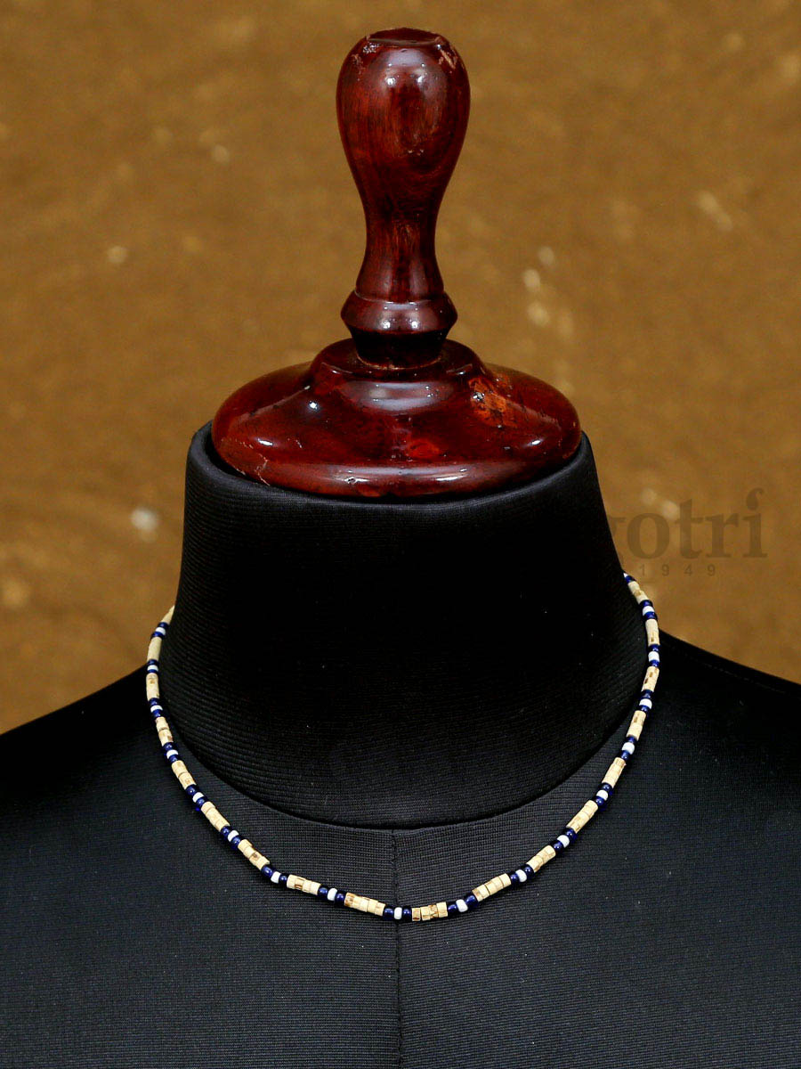 Tulsi Kanthi Mala with Blue Glass Beads '1-3 Rounds'