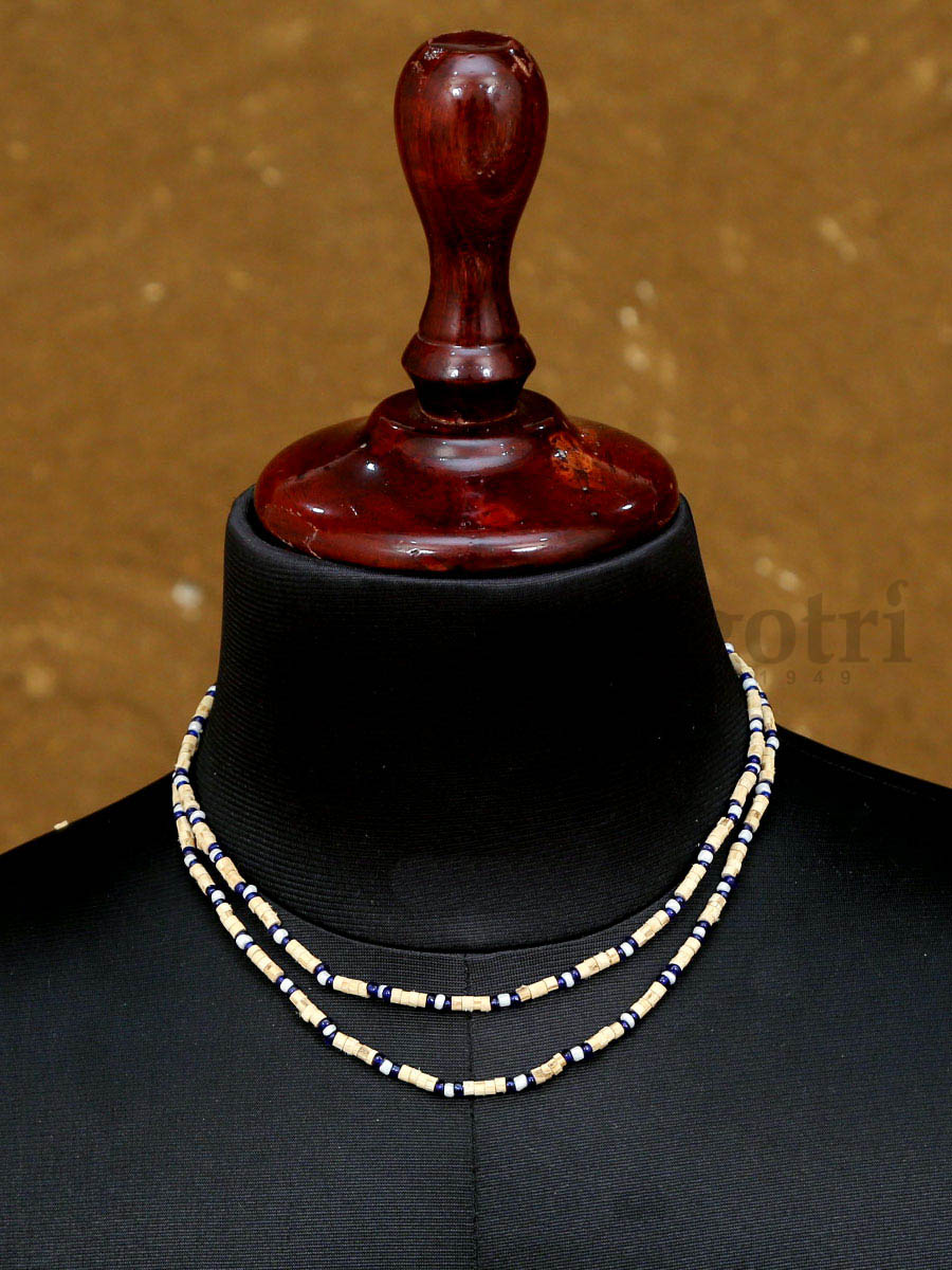 Tulsi Kanthi Mala with Blue Glass Beads '1-3 Rounds' - Image 2