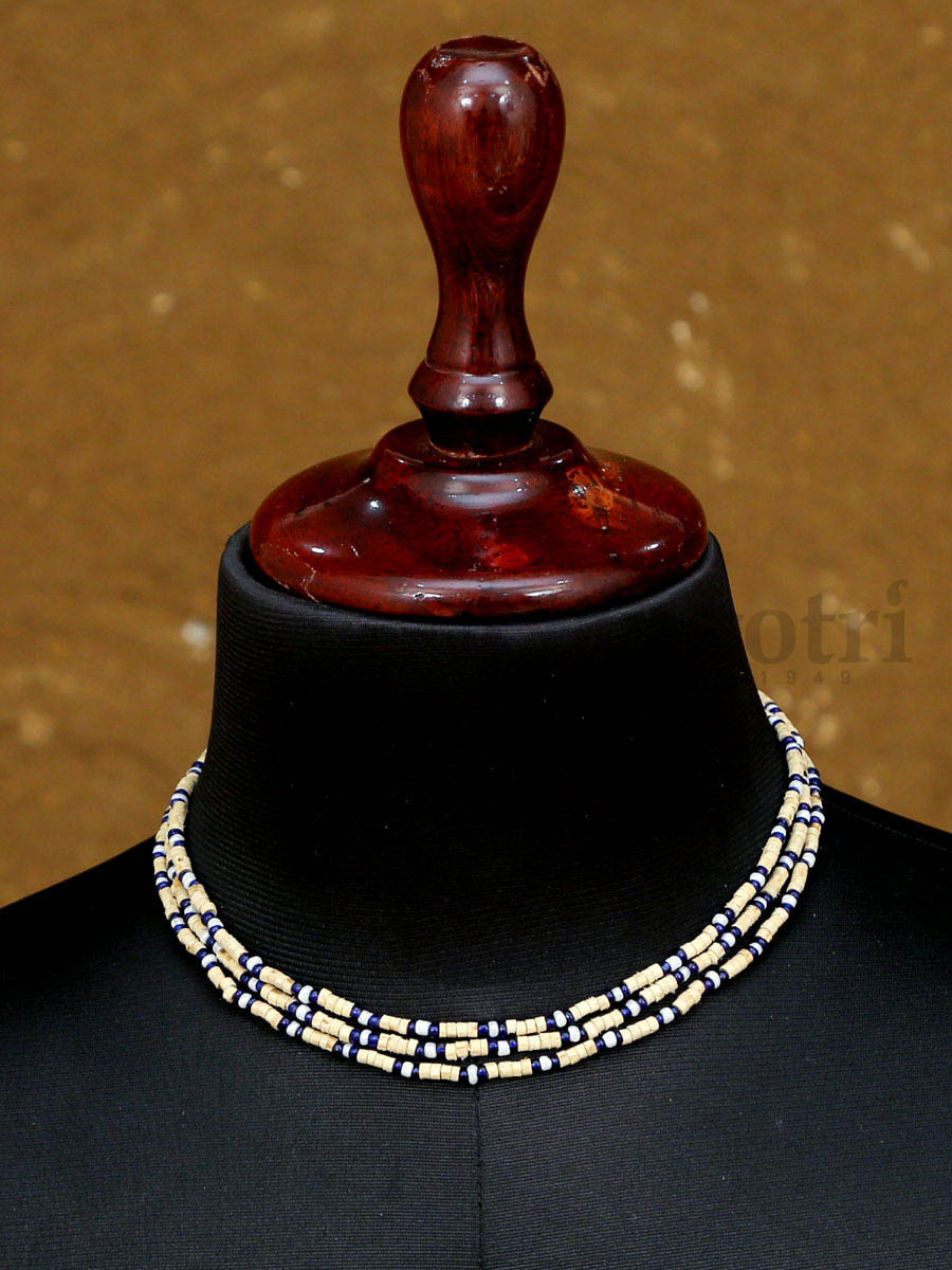 Tulsi Kanthi Mala with Blue Glass Beads '1-3 Rounds' - Image 3