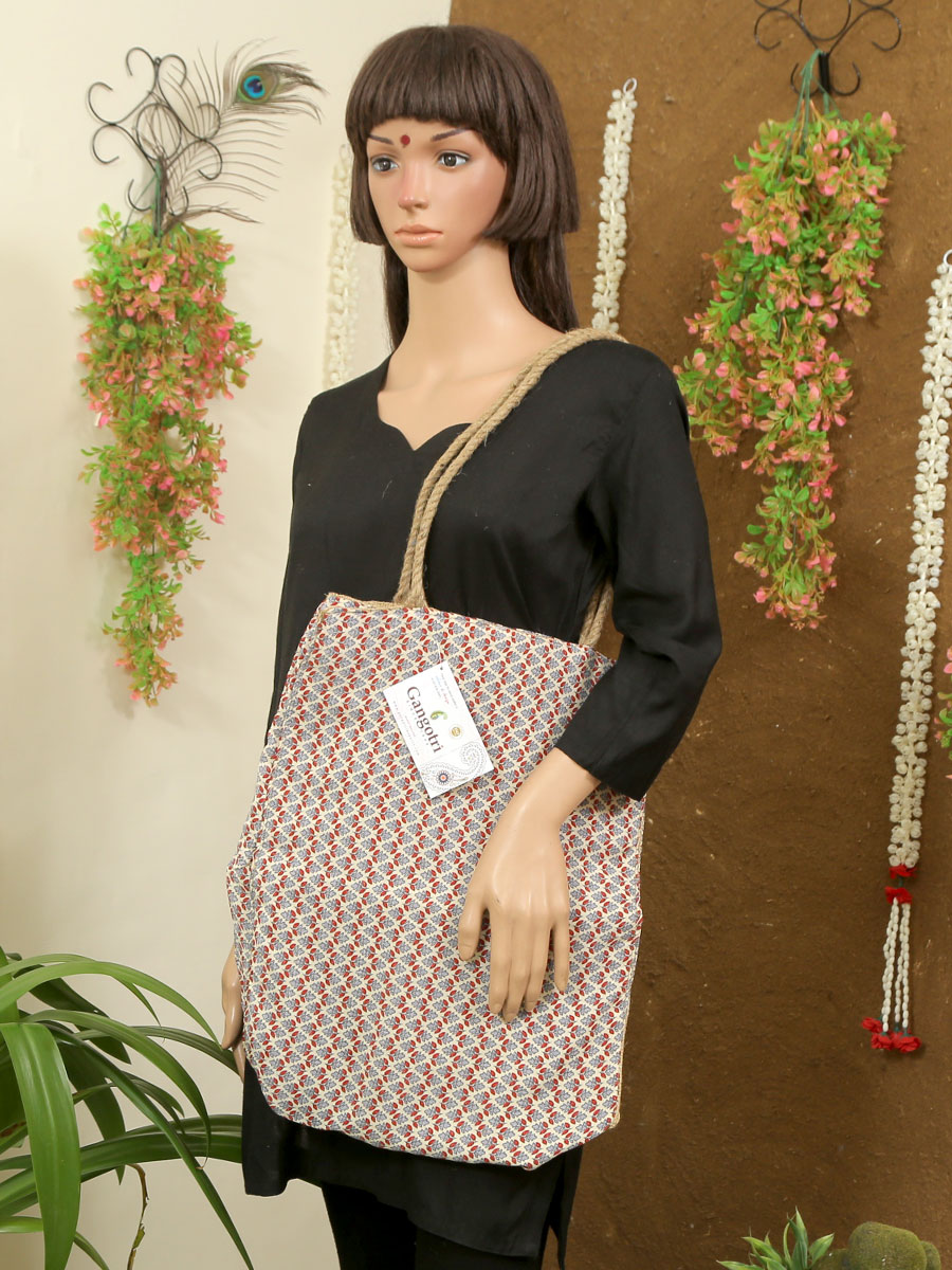 Handmade Jute Crepe Printed Bag