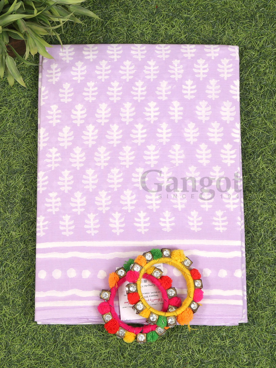 Handblock Cotton Printed Saree - Image 2