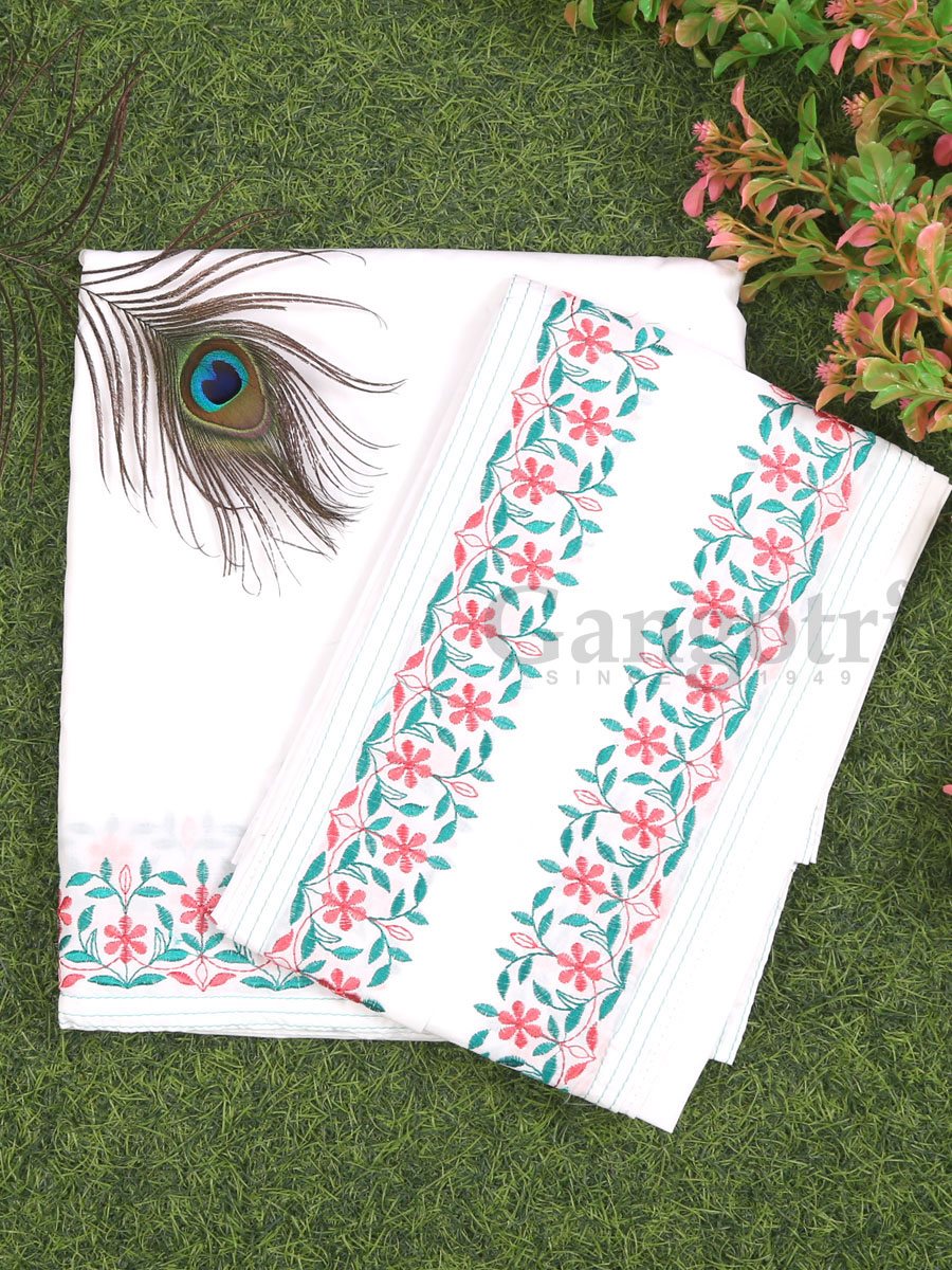 Dhoti & Chadar Set Cotton Embroidered