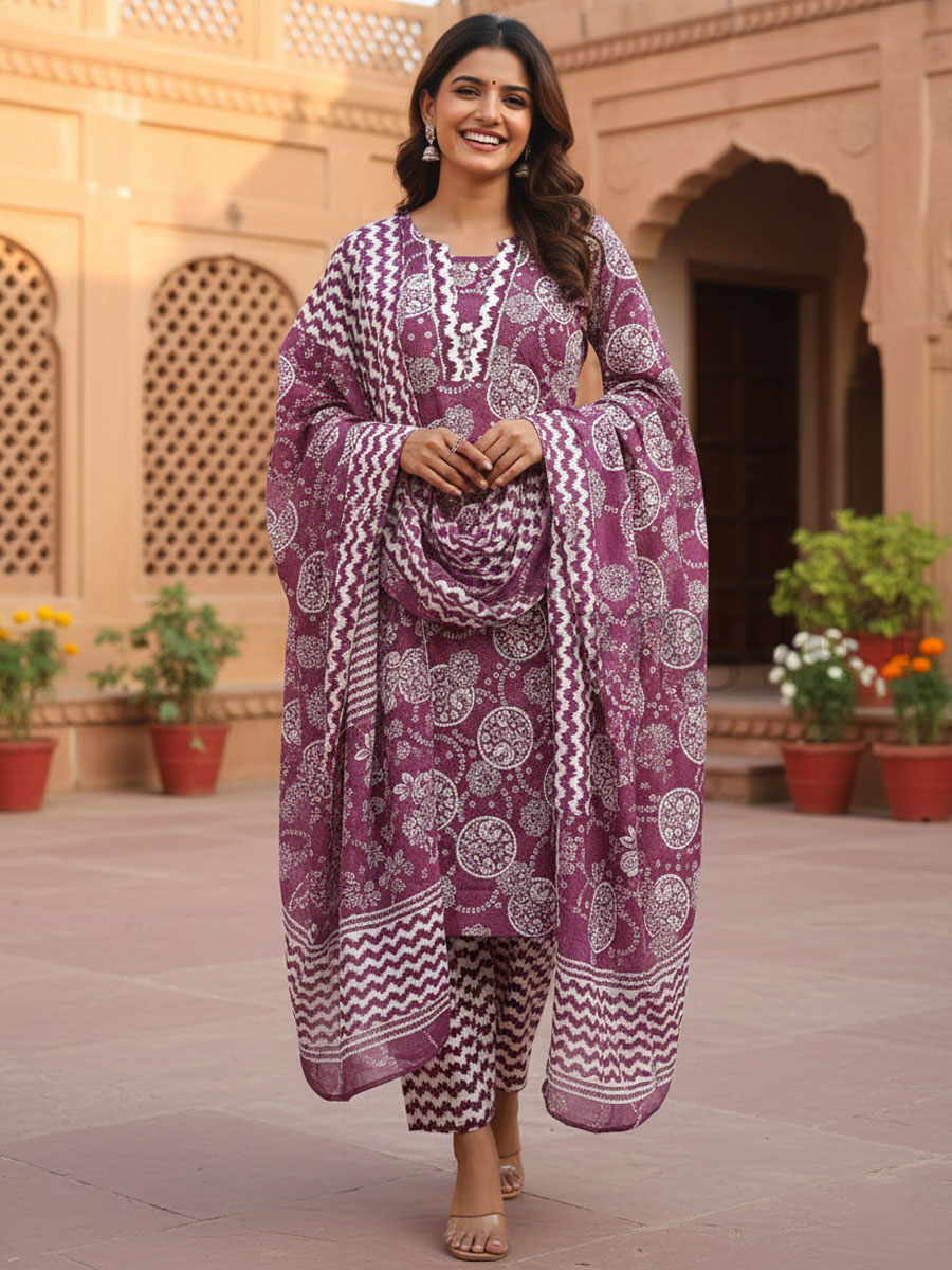 Cotton Printed Suit L
