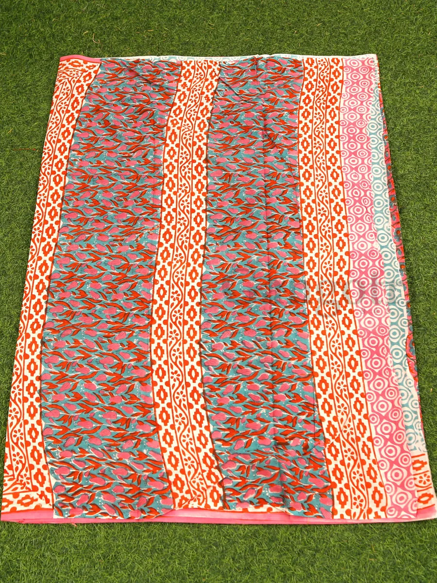 Handblock Cotton Printed Saree - Image 4